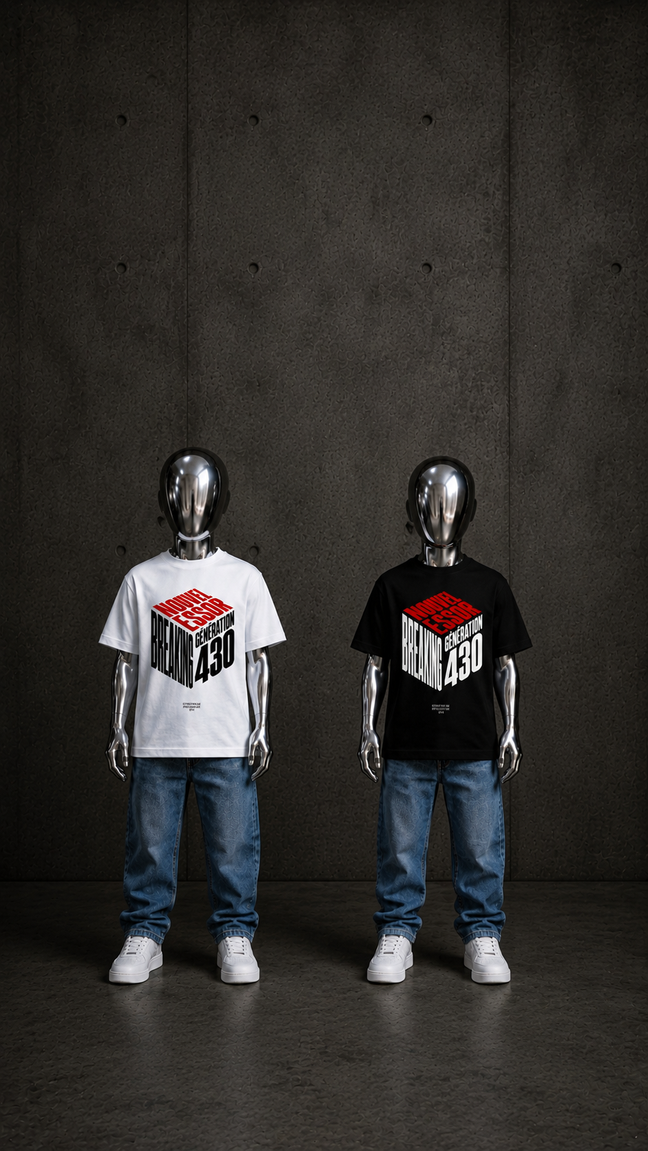 BREAKING ( Pré-commande) T-shirt unisexe enfant blanc/noir