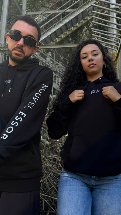 Sweatshirt à capuche noir unisexe